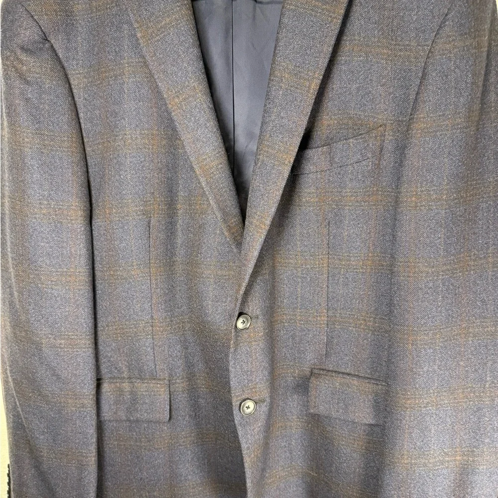 Joseph Abboud Blue Plaid suit jacket Angelico Super 100s Wool medium